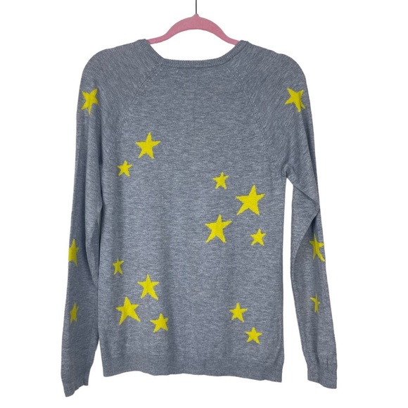 Magaschoni Cashmere Blend Crewneck Gray Yellow Star Sweater Size M - Picture 9 of 11